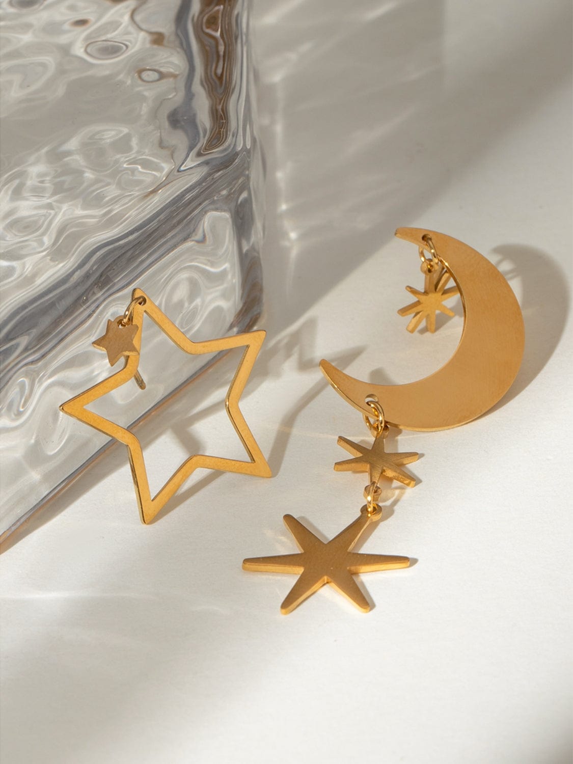 18K Gold-Plated Moon &amp; Star Dangle Earrings