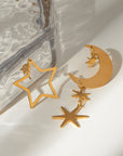 18K Gold-Plated Moon & Star Dangle Earrings