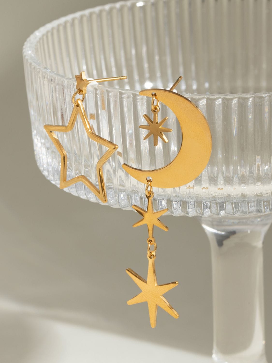 18K Gold-Plated Moon &amp; Star Dangle Earrings