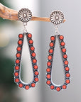 Gray Alloy Beaded Teardrop Earrings