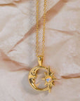 Copper 14K Gold-Plated Moon & Star Shape Pendant Necklace