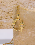 Copper 14K Gold-Plated Moon & Star Shape Pendant Necklace