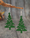 Christmas Tree Wooden Earrings