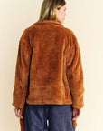 Davi & Dani Fuzzy Zip Up Collared Neck Jacket