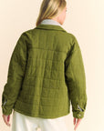 Davi & Dani Quilted Button Down Shacket with Chest Pockets