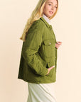 Davi & Dani Quilted Button Down Shacket with Chest Pockets