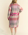 Davi & Dani Tied Color Block Collared Neck Coat