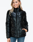 Snobbish Pocketed Zip Up Turtleneck Puffer Jacket