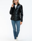 Snobbish Pocketed Zip Up Turtleneck Puffer Jacket