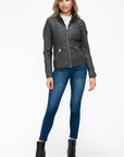 YMI Faux Layered Double-Zipper Jacket with Fuzzy Hood