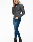 YMI Faux Layered Double-Zipper Jacket with Fuzzy Hood