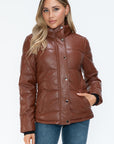 YMI Pocketed Zip Up Turtleneck Puffer Jacket