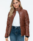 YMI Pocketed Zip Up Turtleneck Puffer Jacket