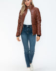 YMI Pocketed Zip Up Turtleneck Puffer Jacket