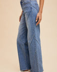 Annie Wear Decorative Seams Wide Leg Jeans