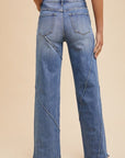 Annie Wear Decorative Seams Wide Leg Jeans