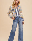 Annie Wear Decorative Seams Wide Leg Jeans