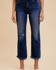 Annie Wear Distressed Raw Hem Straight Leg Cropped Jeans