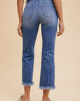 Annie Wear Distressed Raw Hem Straight Leg Cropped Jeans