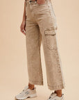 Annie Wear Raw Hem Wide Leg Jeans with Cargo Pockets