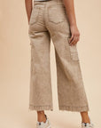 Annie Wear Raw Hem Wide Leg Jeans with Cargo Pockets