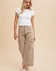 Annie Wear Raw Hem Wide Leg Jeans with Cargo Pockets