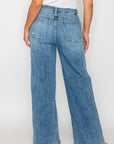 bytos Full Size High Rise Wide Leg Jeans with Pockets