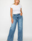 bytos Full Size High Rise Wide Leg Jeans with Pockets