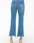 bytos Raw Hem Distressed Mid Rise Crop Jeans