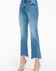 bytos Raw Hem Distressed Mid Rise Crop Jeans