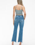 bytos Raw Hem Distressed Mid Rise Crop Jeans