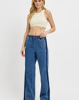 RISEN Full Size Elastic Waist Wide Leg Jeans Plus Size