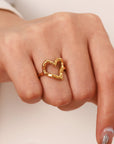 18K Gold Plated Heart-Shaped Ring