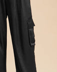 Annie Wear Wide Leg Cargo Satin Pants