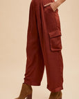 Annie Wear Wide Leg Cargo Satin Pants