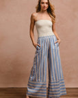 BiBi Striped Wide Leg Pants with Pockets