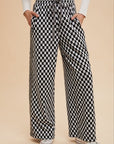 Annie Wear Drawstring Checkered Wide Leg Pants