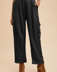 Annie Wear Wide Leg Cargo Satin Pants