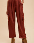 Annie Wear Wide Leg Cargo Satin Pants