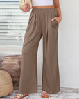 Elastic Waist Wide Leg Pants