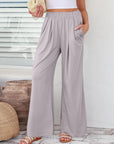 Elastic Waist Wide Leg Pants