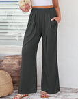 Elastic Waist Wide Leg Pants