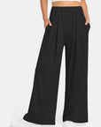 Elastic Waist Wide Leg Pants