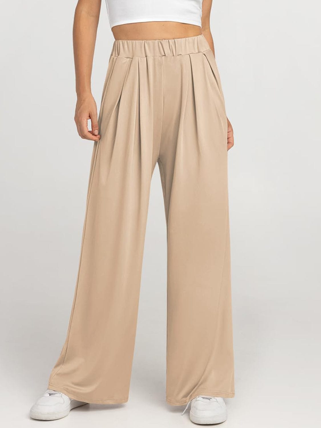 Elastic Waist Wide Leg Pants