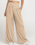 Elastic Waist Wide Leg Pants