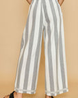 Umgee Peace Sign Patch Striped Wide Leg Pants