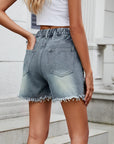 Raw Hem Studded Denim Shorts