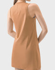 Rosy Brown Round Neck Sleeveless Active Dress