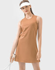 Rosy Brown Round Neck Sleeveless Active Dress