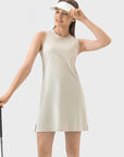 Beige Round Neck Sleeveless Active Dress